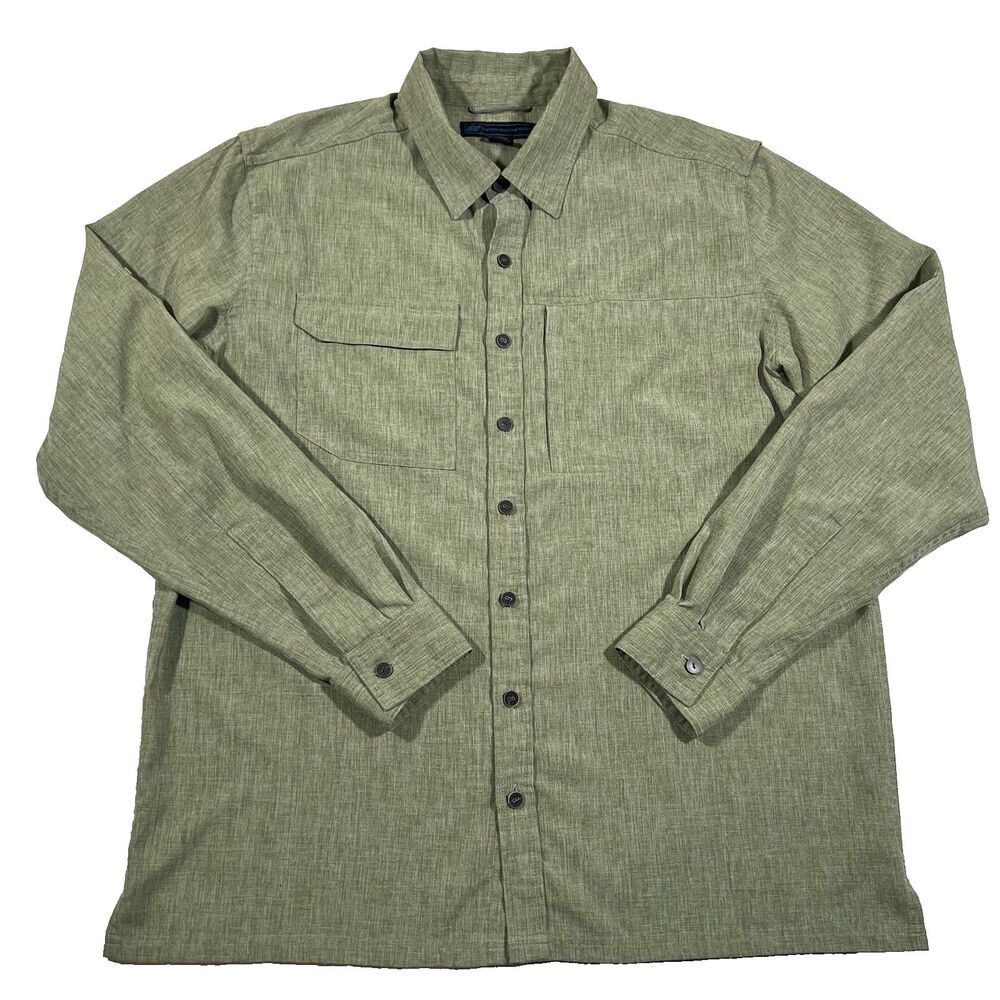 Eastern Mountain Sports EMS Green Long Sleeve Hiking Fishing Shirt Men's Large